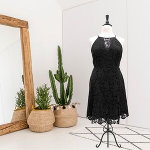 White House Black Market Sleeveless Crochet Floral Lace Overlay Dress
